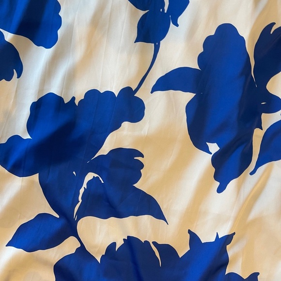 Hutch Blue White Floral Satin One-Shoulder Asymmetrical Midi Dress Size 6 - Picture 11 of 12